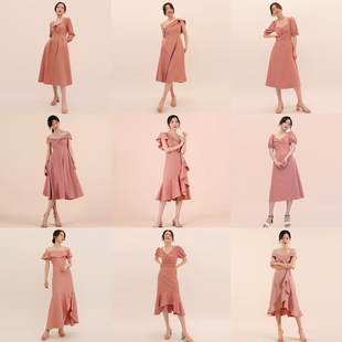 TANSSHOP粉色系列合集 中长款裙姐妹裙伴娘裙轻礼服裙小裙子