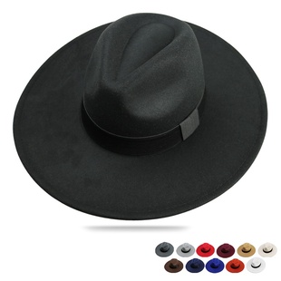 礼帽男款呢子大檐黑色礼帽，法式英伦复古绅士帽大头围，帽子爵士帽