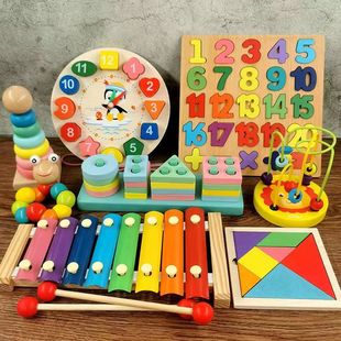 婴幼儿八音手敲琴玩具小木琴，1-2-3周岁男女孩宝宝益力智早教套装