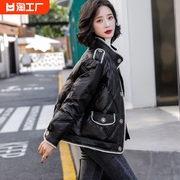 小香风设计感黑色羽绒棉服女2023冬季韩版短款菱格棉衣外套潮