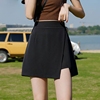 黑色西装半身裙女2024夏季不规则A字裙气质显瘦开叉高腰短裙