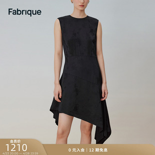 fabrique玫瑰提花不规则下摆连衣裙，2023夏季新中式连衣裙女