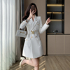 新中式女装气质小香风，高级感白色连衣裙，女超好看高端精致西装裙子