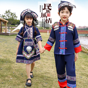 三月三民族服装儿童少数民族，名族舞蹈演出服，女童壮服服饰广西壮族