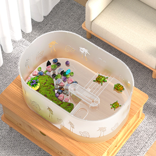乌龟饲养缸带晒台爬台生态，造景家用乌龟缸，别墅客厅迷你鱼缸养龟箱