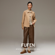 FUFEN2023秋冬女士短款格子长袖宽松复古百搭外套FS-18179