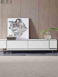 轻奢电视柜可伸缩现代简约小户型客厅白色钢化玻璃电视柜北欧