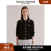 TeenieWeenie小熊奥莱Polo领翻领撞色针织衫毛衣外套女