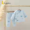 童泰秋冬0-3个月婴儿男女宝宝夹棉居家保暖内衣套装开裆和服套装
