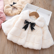 女宝宝冬装外套儿童加绒毛毛衣，洋气时髦3一周岁小童2女童斗篷披肩