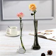 小清新玻璃花瓶单支插花百合玫瑰，透明现代时尚，餐桌酒店小花瓶摆件