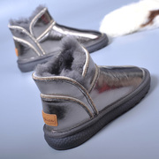 冬季加厚棉靴女真皮羊毛防水软底，加厚保暖矮筒东北皮毛一体雪地靴