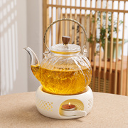 轻奢下午茶具套装酒店养生茶壶蜡烛煮茶炉电加热玻璃过滤水果茶壶