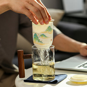 木把柄玻璃茶水分离水杯陶瓷过滤办公个人杯带盖大容量个人泡茶杯
