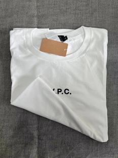 apc日韩植绒图100%纯棉正常码T恤男女情侣衫男女同款短袖