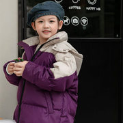 376儿童拼接羽绒服冬季外套加厚保暖舒适白鸭绒品牌