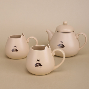 张三疯奶茶壶咖啡杯一壶二杯套装茶几，创意点心盘厦门伴手礼奶茶杯