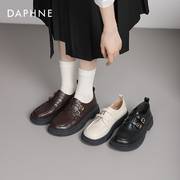 达芙妮乐福鞋女2023秋季女鞋法式复古单鞋黑色英伦风小皮鞋女