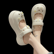 洞洞鞋女夏季学生室内外穿可爱花朵松糕，跟厚底增高两穿包头凉拖鞋