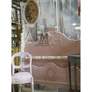 法式实木家具美式实木粉色雕花，床复古实木，做旧双人公主床可定制