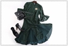 外贸原单欧美大牌优雅墨绿色，高端车骨蕾丝两件套裙装