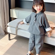 童装女童套装2023春秋韩版洋气时髦个性连帽卫衣阔腿裤两件套
