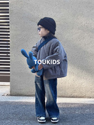 toukids断码2岁女宝宝衣服秋冬装，男孩儿童保暖轻便无领棉服面包服