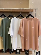 30605大7潮流大版韩版设计师纯色纯棉简约宽松休闲时尚圆领T恤
