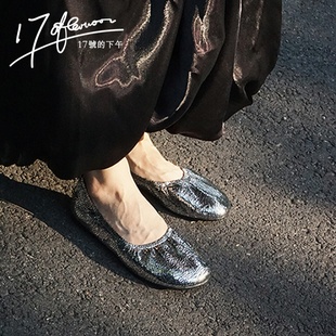 「17号的下午」波光粼粼，的太空银芭蕾鞋平底鞋软糯奶奶鞋女