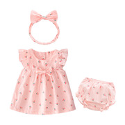 婴儿裙子套装夏款女宝宝纯棉，连衣裙3-6个月1岁儿童公主两件套薄款