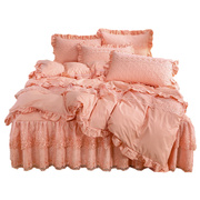 欧式全棉蕾丝夹棉床裙四件套少女，公主风纯棉，床罩款4件套床单被套