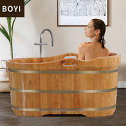 木桶浴桶成人泡澡桶木质大人，橡胶木泡浴洗浴木盆成人美容院1.