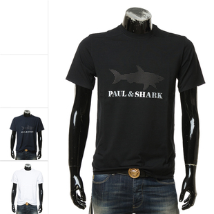 PAUL & SHARK鲨鱼 男士棉质logo印花短袖半袖圆领T恤 21411019
