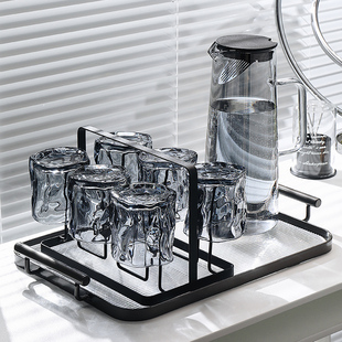 高级感扭扭玻璃杯家用喝水杯，家庭杯子客厅耐高温茶杯，待客杯具套装
