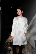 纯净白月光 新中式原创设计师 简洁清雅柔和 百搭珍珠连衣裙女冬