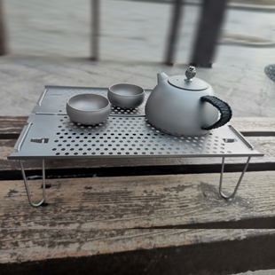 纯钛户外迷你折叠桌小桌子，超轻便携式野外露营喝茶桌子茶托休闲桌