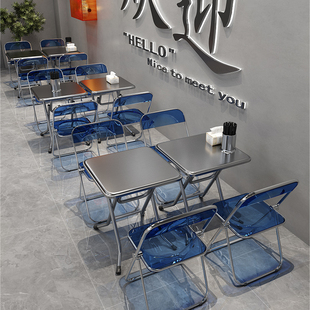 不锈钢折叠圆桌小方桌小吃店餐饮桌椅1.2m长方形桌户外可折叠饭桌