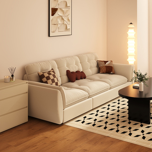 小户型奶油风直排沙发客厅简约现代双人布艺沙发小型泡芙云朵沙发