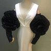 手工立体缎面花朵黑色礼服婚纱长款袖子拍照造型手袖婚纱手套