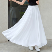 白色半身裙女2024长款小个子，大摆裙垂感舞蹈长裙雪纺裙子夏季