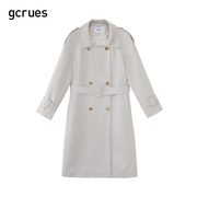 gcrues简约都市风衣女美拉德外套，2024年春装双排扣长袖大衣