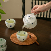 日式小花清新陶瓷茶壶，过滤茶具茶杯，泡茶下午茶手工家用