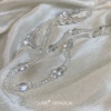 LUER定制 法式时髦 天然白水晶圆珠间隔珠锁骨链纯银项链