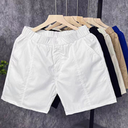 夏天洋气白色短裤男款潮牌潮流，薄款沙滩裤男士修身直筒外穿五分裤