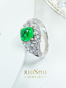 925时尚轻奢人工祖母绿唐塔，纯银戒指镶嵌高碳钻气质小众设计百搭