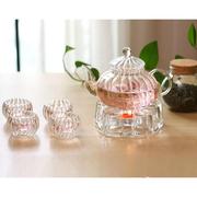 南瓜壶耐热玻璃条纹壶花茶壶，功夫茶茶壶过滤茶具，精致玻璃茶具