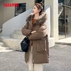 鸭鸭2022冬季貉子毛领，羽绒服女韩版宽松显瘦保暖时尚外套l