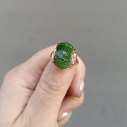 玉戒指和田碧玉貔貅指环满绿孤品，先到先得男女款福利925银戒