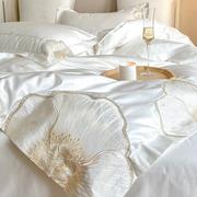 高级感床品家纺欧式四件套全棉被套纯棉轻奢白色床单床笠床上用品
