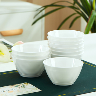 景德镇餐具纯白骨瓷饭碗套装创意螺纹碗家用2022陶瓷面碗高温